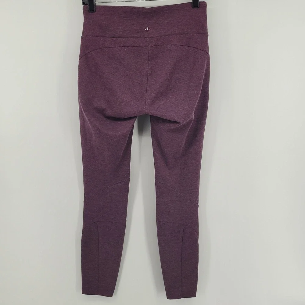 Prana Leggings Womens Medium Purple‎ Heathered High Rise Seamed Yoga Pants
